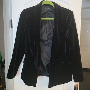 INC size Small Petit Black Velvet Blazer